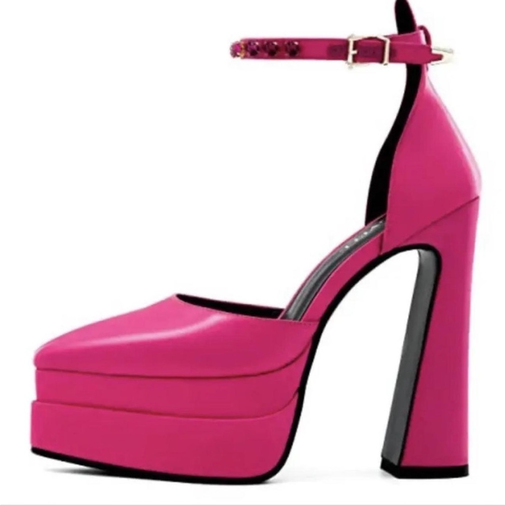 Chunky Hot Pink Platform Heels - Picture 3 of 7